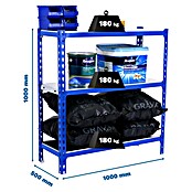 Simonrack Simonclick Estantería metálica Plus (Al x An x Pr: 100 x 100 x 50 cm, Capacidad de carga por balda: 180 kg, Número de baldas: 3 ud., Inserción, Azul) | BAUHAUS