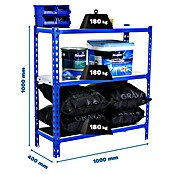 Simonrack Simonclick Metallregal Simonclick Plus (H x B x T: 100 x 100 x 40 cm, Traglast pro Boden: 180 kg, Anzahl Böden: 3 Stk., Stecken, Blau) | BAUHAUS