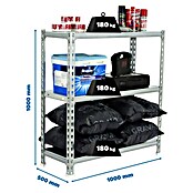 Simonrack Simonclick Metallregal Simonclick Plus (H x B x T: 100 x 100 x 50 cm, Traglast pro Boden: 180 kg, Anzahl Böden: 3 Stk., Stecken, Silber) | BAUHAUS