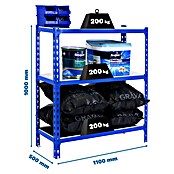 Simonrack Simonclick Metallregal Simonclick Super Plus (H x B x T: 100 x 110 x 50 cm, Traglast pro Boden: 200 kg, Anzahl Böden: 3 Stk., Stecken, Blau/Silber) | BAUHAUS