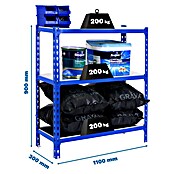 Simonrack Simonclick Estantería metálica Superplus (Al x An x Pr: 90 x 110 x 30 cm, Capacidad de carga por balda: 200 kg, Número de baldas: 3 ud., Inserción, Azul/Galvanizado) | BAUHAUS