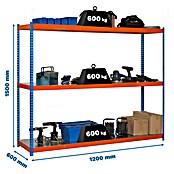 Simonrack Simonforte Schwerlastregal Simonforte Metall (H x B x T: 150 x 120 x 60 cm, Traglast pro Boden: 600 kg, Anzahl Böden: 3 Stk., Stecken, Blau/Orange) | BAUHAUS