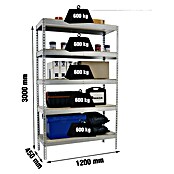 Simonrack Simonforte Estantería para cargas pesadas Chipboard (Al x An x Pr: 300 x 120 x 45 cm, Capacidad de carga por balda: 600 kg, Número de baldas: 5 ud., Inserción, Galvanizado) | BAUHAUS