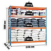 Simonrack Simonforte Estantería para cargas pesadas Chipboard (Al x An x Pr: 200 x 210 x 60 cm, Capacidad de carga por balda: 500 kg, Número de baldas: 4 ud., Inserción, Azul/Naranja) | BAUHAUS