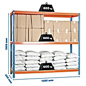Simonrack Simonforte Schwerlastregal Simonforte Chipboard (H x B x T: 150 x 120 x 45 cm, Traglast pro Boden: 600 kg, Anzahl Böden: 3 Stk., Stecken, Blau/Orange) | BAUHAUS