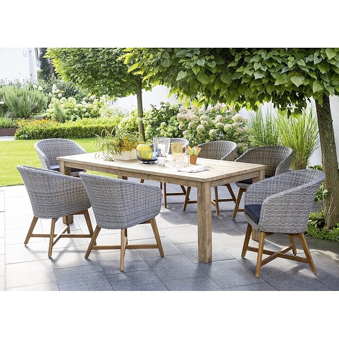 Sunfun Pauline Gartensessel (Bambus Grey, Polyrattan, Breite: 62 cm)