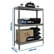 Simonrack Simonforte Estantería para cargas pesadas Metal (Al x An x Pr: 200 x 150 x 60 cm, Capacidad de carga por balda: 600 kg, Número de baldas: 3 ud., Inserción, Gris) | BAUHAUS