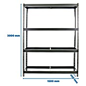 Simonrack Simonforte Estantería para cargas pesadas (Al x An x Pr: 200 x 150 x 45 cm, Número de baldas: 4 ud., Inserción, Gris, Capacidad de carga por balda: 600 kg) | BAUHAUS