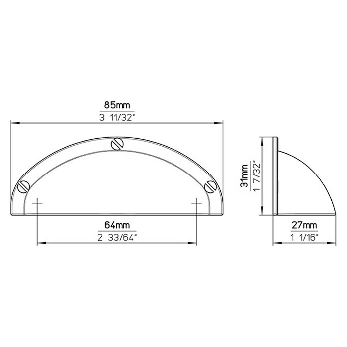 Siro Ručkica za namještaj  (D x Š x V: 85 x 31 x 27 mm, Crna) | BAUHAUS