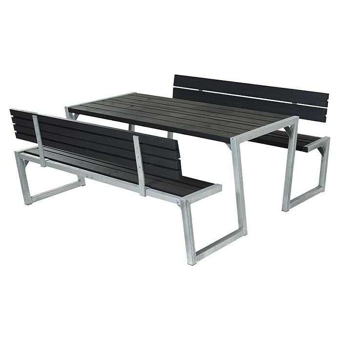 Plus Sitzgruppen-Set Zigma (3-tlg., Schwarz/Silber, Mit 2 Rückenlehnen)