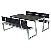 Plus Sitzgruppen-Set Zigma (3-tlg., Schwarz/Silber, Mit 2 Rückenlehnen)