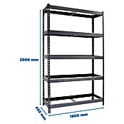 Simonrack Simonforte Estantería para cargas pesadas (Al x An x Pr: 200 x 180 x 45 cm, Número de baldas: 5 ud., Inserción, Gris, Capacidad de carga por balda: 600 kg) | BAUHAUS
