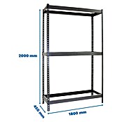 Simonrack Simonforte Estantería para cargas pesadas (Al x An x Pr: 200 x 180 x 45 cm, Número de baldas: 3 ud., Inserción, Gris, Capacidad de carga por balda: 600 kg) | BAUHAUS