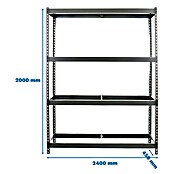 Simonrack Simonforte Estantería para cargas pesadas (Al x An x Pr: 200 x 240 x 45 cm, Número de baldas: 4 ud., Inserción, Gris, Capacidad de carga por balda: 400 kg) | BAUHAUS