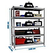 Simonrack Simonforte Schwerlastregal Simonforte Metall (H x B x T: 200 x 240 x 45 cm, Traglast pro Boden: 400 kg, Anzahl Böden: 5 Stk., Stecken, Blau/Orange) | BAUHAUS