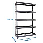 Simonrack Simonforte Estantería para cargas pesadas (Al x An x Pr: 200 x 240 x 60 cm, Número de baldas: 5 ud., Inserción, Gris, Capacidad de carga por balda: 400 kg) | BAUHAUS