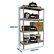 Simonrack Simonforte Schwerlastregal Simonforte Metall (H x B x T: 200 x 240 x 75 cm, Traglast pro Boden: 400 kg, Anzahl Böden: 4 Stk., Stecken, Graphitgrau) | BAUHAUS