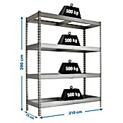 Simonrack Simonforte Estantería para cargas pesadas (Al x An x Pr: 200 x 210 x 60 cm, Número de baldas: 4 ud., Inserción, Galvanizado, Capacidad de carga por balda: 600 kg) | BAUHAUS