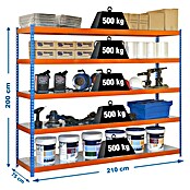 Simonrack Simonforte Schwerlastregal Simonforte Metall (H x B x T: 200 x 210 x 75 cm, Traglast pro Boden: 500 kg, Anzahl Böden: 5 Stk., Stecken, Blau/Orange) | BAUHAUS