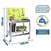 Simonrack Simongarden Banco de trabajo BT2 Mobile (L x An: 40 x 120 cm, Altura de trabajo: 155,5 cm, Carga soportada: 120 kg, Verde/Galvanizado) | BAUHAUS