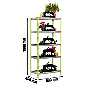 Simonrack Simongarden Estantería metálica Click (Al x An x Pr: 180 x 90 x 40 cm, Número de baldas: 5 ud., Inserción, Verde/Galvanizado) | BAUHAUS