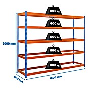 Simonrack Simonforte Estantería para cargas pesadas (Al x An x Pr: 200 x 180 x 60 cm, Número de baldas: 5 ud., Inserción, Azul/Naranja, Capacidad de carga por balda: 600 kg) | BAUHAUS