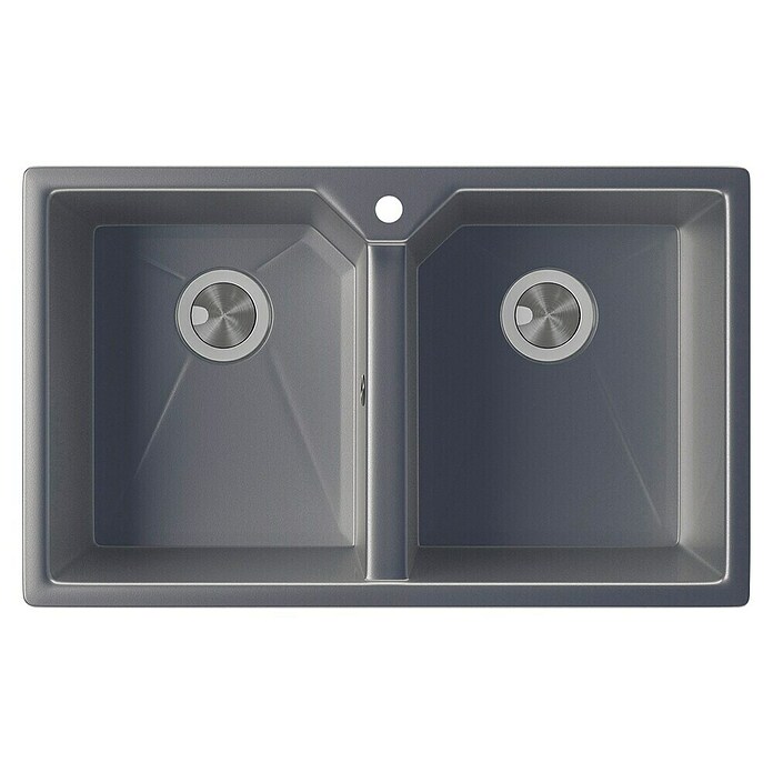 Atron Fregadero encastrable Piros (49,5 x 81,6 cm, Material compuesto, Gris, Mate) | BAUHAUS