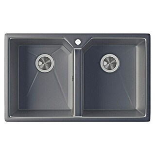 Atron Fregadero encastrable Piros (49,5 x 81,6 cm, Gris, Brillante)