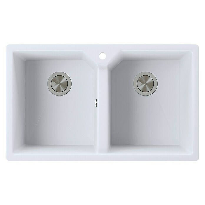 Atron Fregadero encastrable Piros (49,5 x 81,6 cm, Material compuesto, Blanco, Mate) | BAUHAUS