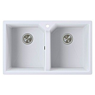 Atron Fregadero encastrable Piros (49,5 x 81,6 cm, Blanco, Mate)