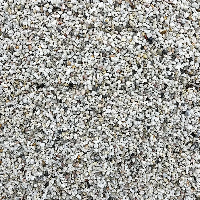 Hamann Mercatus Kies - Natur, Körnung: 4 mm - 8 mm, 25 kg - Nahaufnahme von Zierkies, ideal für Gartenwege und Aquarien. Die kleinen Steine bieten eine natürliche und dekorative Oberfläche.