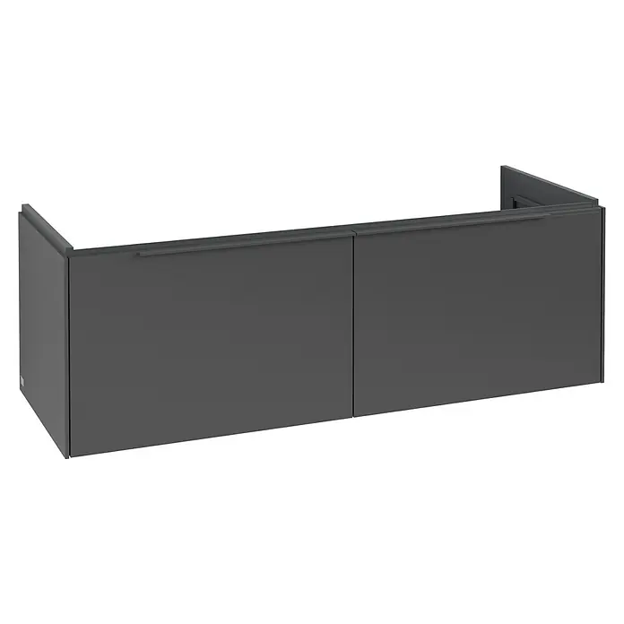 Villeroy & Boch Subway 3.0 Waschbeckenunterschrank - Graphite, Anzahl Schubladen: 2 Stk., Farbe Griff: Monochrom, B x T x H: 127,2 x 47,8 x 42,9 cm - Dunkelgrauer Wandschrank mit zwei Türen und eleganten integrierten Griffen an der Oberkante.