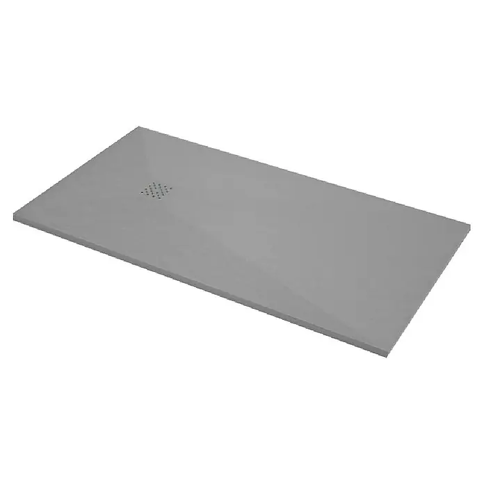 Plato de ducha aligerado Terra - L x An: 80 x 160 cm, Carga mineral, Cemento - Plato de ducha gris con orificios de drenaje. Un complemento moderno y elegante para cualquier baño. La construcción robusta asegura la durabilidad.