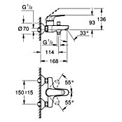 Grohe QuickFix Slavina za kadu Swift  (Srebrna, Blještav) | BAUHAUS
