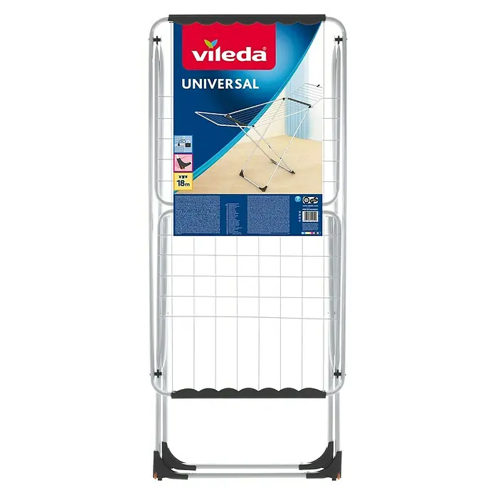 Vileda Flügel-Wäscheständer Universal - Länge Wäscheleine: 18 m, Weiß/Schwarz - Wäscheständer Vileda Universal mit viel Platz zum Trocknen Ihrer Wäsche. Praktisch und platzsparend.