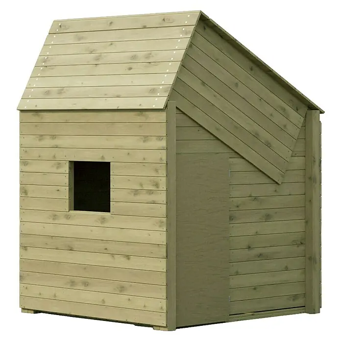 Funky Combo Kinderspielturm Homebase - L x B x H: 140 x 140 x 196,5 cm, Kesseldruckimprägniert - Hölzernes Spielhaus für Kinder mit Fenster und Seiteneingang.