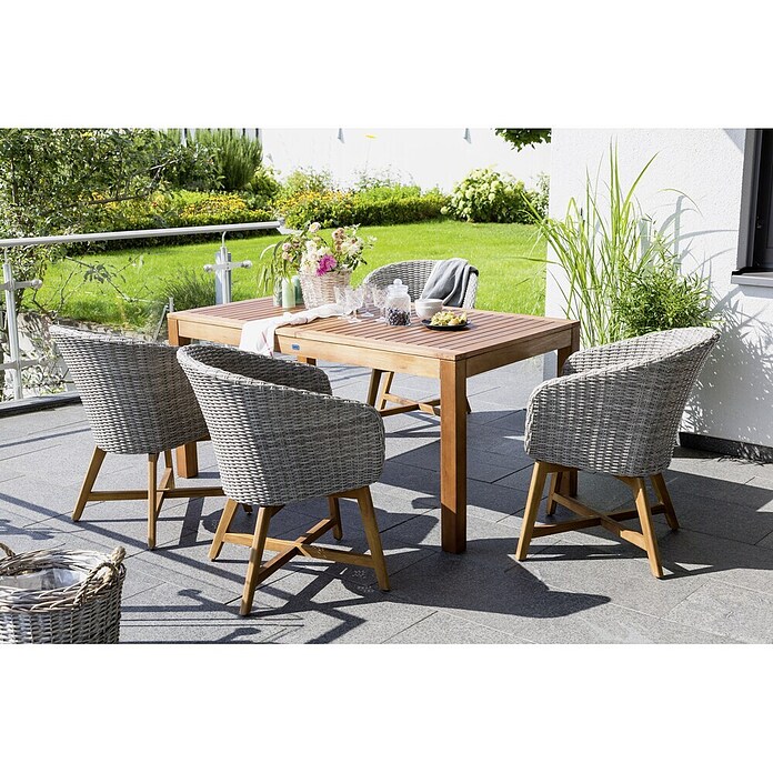 Sunfun Pauline Gartensessel (Bambus Grey, Polyrattan, Breite: 62 cm)