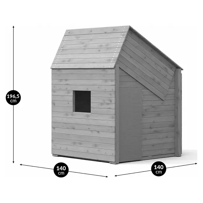 Funky Combo Kinderspielturm Homebase - L x B x H: 140 x 140 x 196,5 cm, Kesseldruckimprägniert - Graues Holzspielhaus mit Spitzdach, für Kinder zum Spielen im Freien.