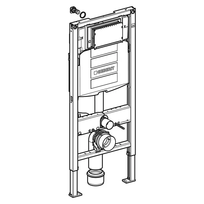 Geberit Duofix Cisterna de WC empotrada UP320 - Volumen de descarga: 3 l - 7,5 l, 2 descargas, 12 x 50 x 112 cm - Bastidor de instalación Geberit para inodoro empotrado con cisterna integrada y conexiones de fontanería.