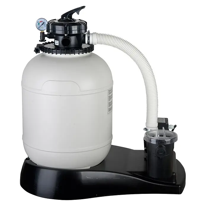 Gre Avantgarde WPC-Pool - L x B x H: 664 x 386 x 124 cm, 21.500 l, Dunkelgrau - Eine Sandfilteranlage für Pools mit Pumpe und Manometer zur Druckkontrolle. Optimal für sauberes Poolwasser.