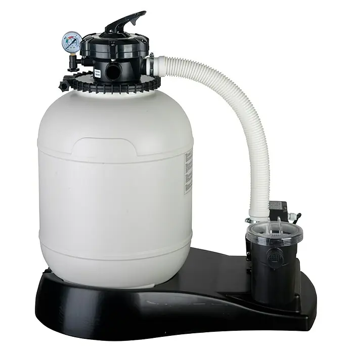 Gre WPC-Pool Avantgarde - L x B x H: 664 x 386 x 124 cm, 21.500 l, Dunkelgrau - Eine Sandfilteranlage für Pools mit Pumpe und Manometer zur Druckkontrolle. Optimal für sauberes Poolwasser.