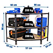 Simonrack Maderclick Estantería esquinera Corner (Al x An x Pr: 90 x 90 x 50 cm, Capacidad de carga por balda: 200 kg, Número de baldas: 3 ud., Inserción, Antracita) | BAUHAUS