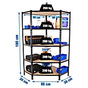 Simonrack Maderclick Estantería esquinera Corner (Al x An x Pr: 180 x 90 x 30 cm, Capacidad de carga por balda: 200 kg, Número de baldas: 5 ud., Inserción, Antracita) | BAUHAUS