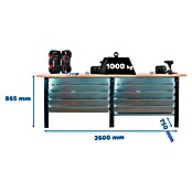 Simonrack Simonwork Banco de trabajo BT6L PRO Box Tandem Laminate (L x An: 75 x 260 cm, Altura de trabajo: 86,5 cm, Carga soportada: 1.000 kg, Antracita/Haya) | BAUHAUS