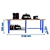 Simonrack Simonwork Banco de trabajo BT6 Tandem (L x An: 210 x 75 cm, Altura de trabajo: 86,5 cm, Azul/Haya) | BAUHAUS