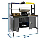 Simonrack Simonwork Werkbank BT4 Cabinet 900 (L x B: 76 x 91 cm, Arbeitshöhe: 144,5 cm, Belastbarkeit: 475 kg, Grau) | BAUHAUS