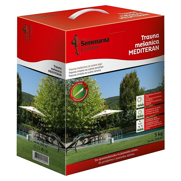 Travna semena Mediteran  (5 kg, 200 m²) | 8125 - Rasensamen Marke | IBYA - Sämereien | IBY - Sämereien | IB - Grünpflanzen/Sämereien | I - Stadtgarten | BAUHAUS