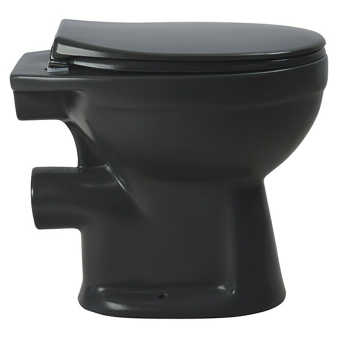 Sanicomfort Stand-WC Anthrazit Matt (Spülrandlos, Ohne Spezialglasur, Spülform: Tief, WC Abgang: Waagerecht, Anthrazit) | BAUHAUS