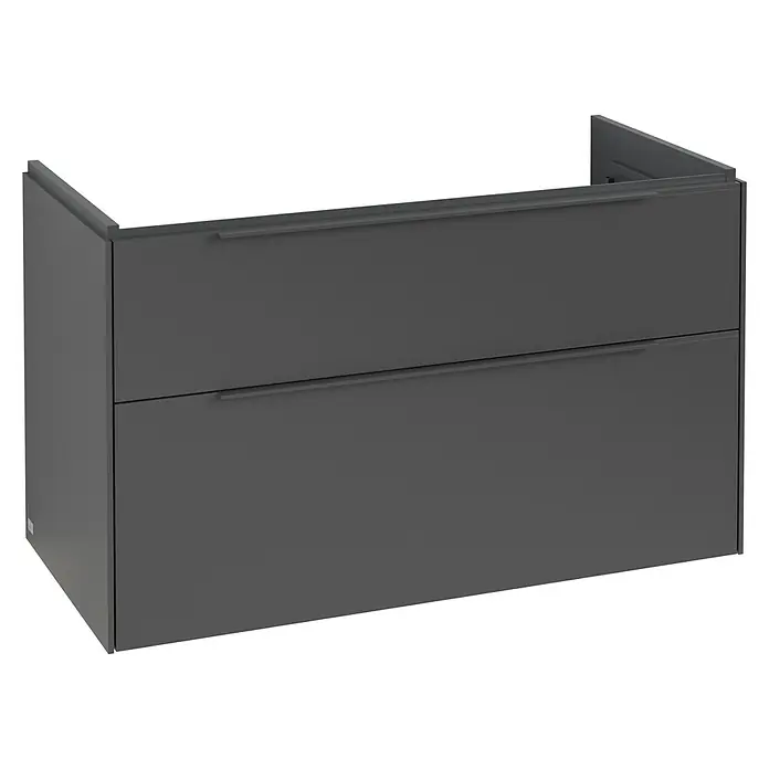 Villeroy & Boch Subway 3.0 Waschbeckenunterschrank - Graphite, Anzahl Schubladen: 2 Stk., Farbe Griff: Monochrom, B x T x H: 97,3 x 47,8 x 57,6 cm, Mit Beleuchtung - Dunkelgrauer wandhängender Waschtischunterschrank mit zwei Schubladen und integrierten Griffen.