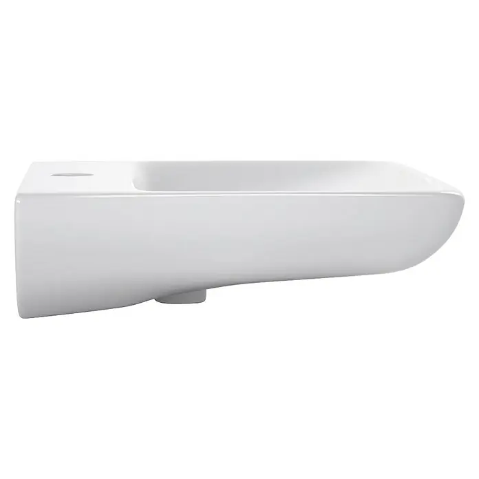 Waschtisch Rivo Square - 65,5 x 55 cm, Ohne Spezialglasur, Hahnloch: Mitte, Mit Überlauf, Weiß - Weißes wandhängendes Keramik-Bidet.